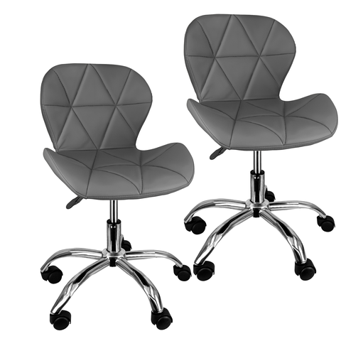 Kit 2 Cadeiras Slim Office Estofada Base Giratória Cromado