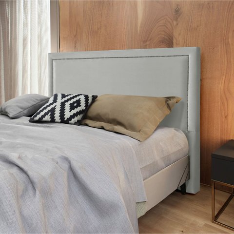 Cabeceira Cama Box Queen 1,60m Estofada Aruba Veludo Cinza Claro