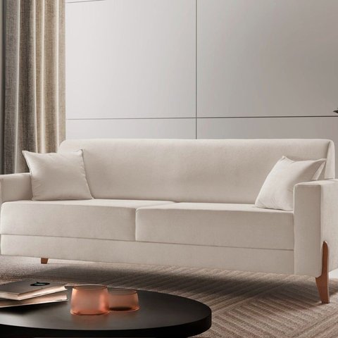 Sofa Madri Living Pes Madeira Boucle para o Lar