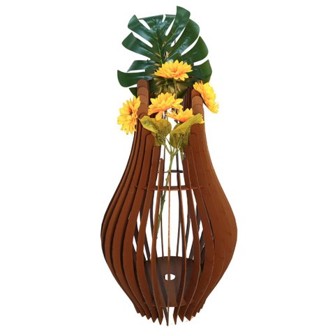 Vaso de Chão Decorativo Grande Andromeda Mdf:marrom/70x25cm