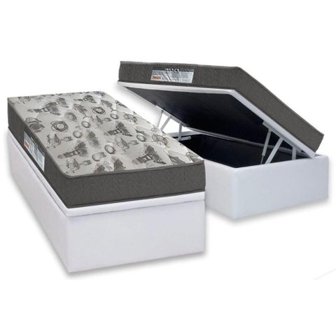 Cama Box Baú Solteiro: Colchão Anatômico Ortobom D33 / Ep Iso 100 Ultra Firme + Base Crc Courano