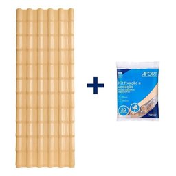 Kit com 5 Telhas Plan Pvc 3,30x0,88 6 Ondas com 5 Kit Fixação e Vedação afort  - 1