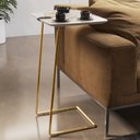 Ver imagem 2 de Mesa Apoio Lateral para Sofá Atenas Pé Dourado LarFlex:Laca Off White