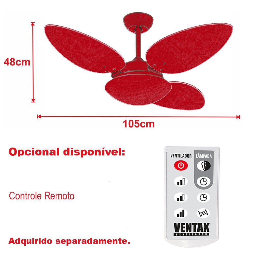 Ventilador de Teto Potente Pétalo 3 Pás Palha Ventax 220v - 2