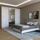 Ver imagem 1 de Guarda-roupa de Casal Carol 3 Portas 4 Gavetas com Cama Branco - Panorama Móveis