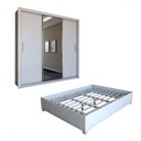 Ver imagem 2 de Guarda-roupa de Casal Carol 3 Portas 4 Gavetas com Cama Branco - Panorama Móveis