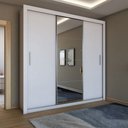 Ver imagem 6 de Guarda-roupa de Casal Carol 3 Portas 4 Gavetas com Cama Branco - Panorama Móveis
