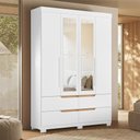 Ver imagem 2 de Guarda Roupa Solteiro Doble 4 Portas Flex Freijó/branco com Espelho - Móveis Albatroz