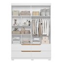 Ver imagem 4 de Guarda Roupa Solteiro Doble 4 Portas Flex Freijó/branco com Espelho - Móveis Albatroz