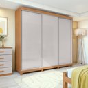 Ver imagem 1 de Guarda Roupa Casal 100% Mdf 3 Portas Elos com Pés Amêndoa/off White
