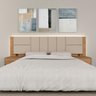 Cabeceira Estofada para Cama Casal Dubai com Led Car/beg- M. Arapongas Carvalho Americano/bege 03 - 2
