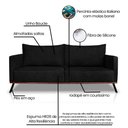 Ver imagem 3 de Sofá Living 3 Lugares com Pés de Ferro Almofadas Soltas 220cm Saiph Bouclê Preto G63 - Gran Belo