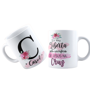 Canecas de Porcelana Personalizadas Alfabeto Evangelico Letra C