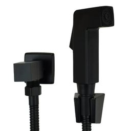 Ducha Higiênica Quadrada Preto Fosco Metal Inox 1/4 De Volta - 1