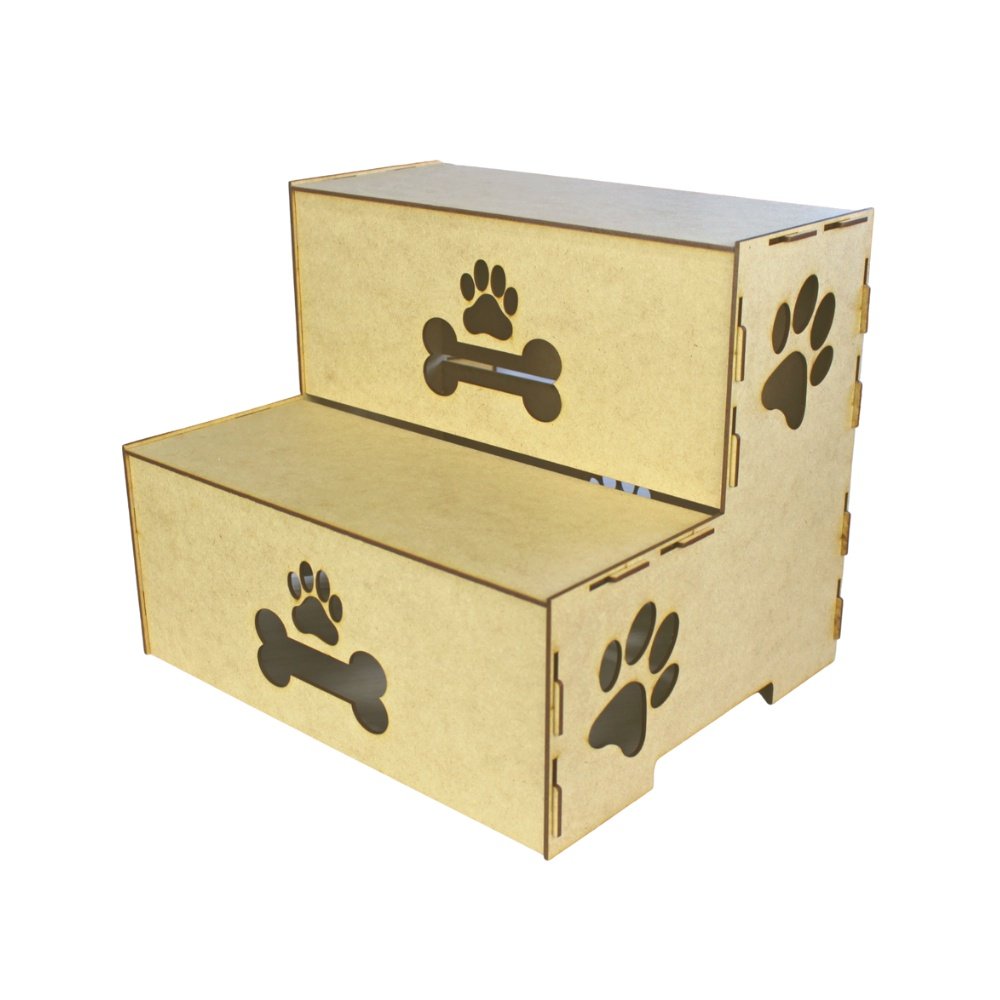 Escada Pet para Cachorro e Gato 30cm de Altura 2 Degraus Feita em Madeira 100% Mdf Natural - 1