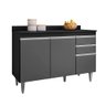 Balcão Cozinha Melissa 120cm Preto com Grafite C/ Tampo - Vallisa Decor - 1