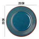 Ver imagem 6 de Jogo 6 Prato de Sobremesa Ceramica Azul Linear Rústico 20cm Lyor
