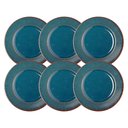 Ver imagem 1 de Jogo 6 Prato de Sobremesa Ceramica Azul Linear Rústico 20cm Lyor