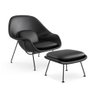 Poltrona Womb Chair com Puff Base Preta Sintético Preto - 1