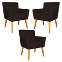 Ver imagem 1 de Kit 3 Poltronas Decorativa para Sala de Estar Cecília Suede Marrom- Montanaris Decor Md Montanaris D