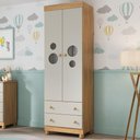 Ver imagem 1 de Guarda-roupa Infantil 62cm 2 Portas com Vidro e 2 Gavetas Bombom Multimóveis Mp4461 Madeirado/off
