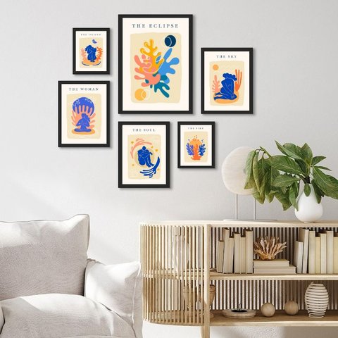 Composição 6 Quadros Artes Matisse Zen:moldura Preta