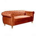 Ver imagem 5 de Sofá Nobreza 3 Lugares Fixo 203cm Terracota Veludo Bella Decor