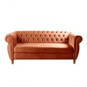 Ver imagem 1 de Sofá Nobreza 3 Lugares Fixo 203cm Terracota Veludo Bella Decor