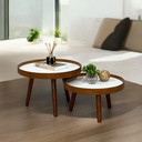 Ver imagem 2 de Mesa Centro Madeira Pé Palito Sala Estar Redonda Escritório Mesinha Decorativa Recepção:tampos Branc