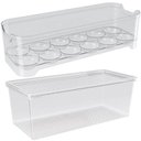 Ver imagem 1 de Kit Organizador de Geladeira 4,5l e Porta Ovos 12 Unidades Transparente Uz Multiuso