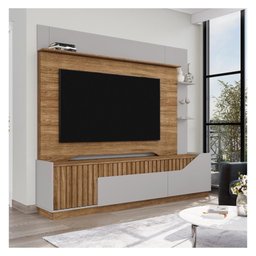 Home Estante Rack Dallas Cinamomo Off White para Tv até 75 Polegadas Bechara - 1