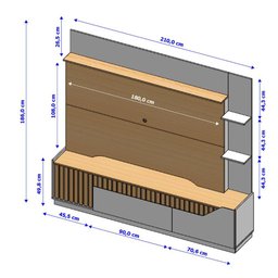 Home Estante Rack Dallas Cinamomo Off White para Tv até 75 Polegadas Bechara - 5