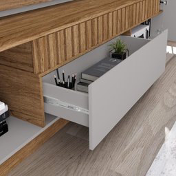 Home Estante Rack Dallas Cinamomo Off White para Tv até 75 Polegadas Bechara - 2