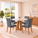 Ver imagem 1 de Conjunto Sala de Jantar Mesa Lisa 90cm com Tampo MDF Redonda 4 Cadeiras Lily