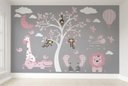 Ver imagem 1 de Papel de parede safári animal infantil para quarto de bebê menina M² PP88