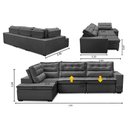 Ver imagem 2 de Sofá de Canto Retrátil e Reclinável com Molas LE 3,00x2,00m Viviane Suede Cinza Madelina Decor