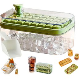 Bandeja para Cubos de Gelo com Tampa e Caixa 2 Bandejas de Gelo para Freezer 1 Colher Forma Fácil Co - 4