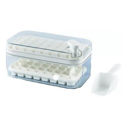 Bandeja para Cubos de Gelo com Tampa e Caixa 2 Bandejas de Gelo para Freezer 1 Colher Forma Fácil Co - 1