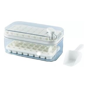 Bandeja para Cubos de Gelo com Tampa e Caixa 2 Bandejas de Gelo para Freezer 1 Colher Forma Fácil Co