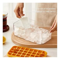 Bandeja para Cubos de Gelo com Tampa e Caixa 2 Bandejas de Gelo para Freezer 1 Colher Forma Fácil Co - 3