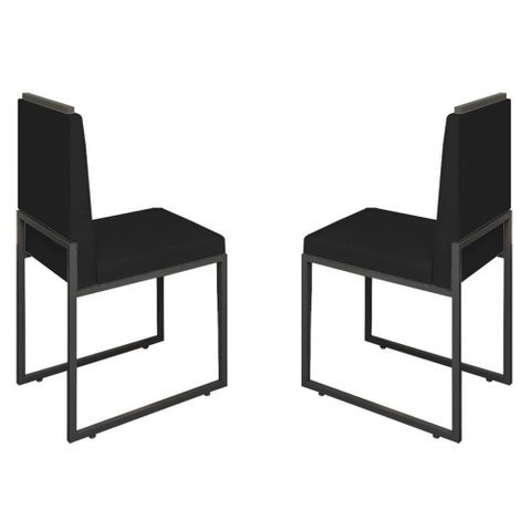 Conjunto Duas Cadeiras Sala Jantar Barcelona Base Preta:preto