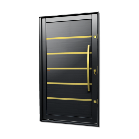 Porta Pivotante Alumínio Lambril Premium c/Pux.D.Elite Preto Gold 240x150 Brimak