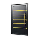 Ver imagem 1 de Porta Pivotante Alumínio Lambril Premium c/Pux.D.Elite Preto Gold 240x150 Brimak