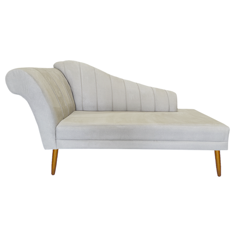 Recamier Divã Pés Palito para Sala Cecilia 1.60cm Suede Marfim - Incasa Decor