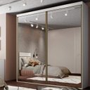 Ver imagem 1 de Guarda-Roupa Casal 100% MDF 2 Portas Espelhadas 207cm Luminum