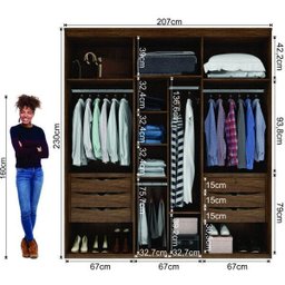 Guarda-Roupa Casal 2 Portas Espelhadas 207cm Luminum - 5