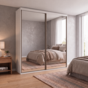 Ver imagem 1 de Guarda-Roupa Casal com Espelho 2 Portas de Correr 7 Gavetas 100% MDF Branco Luminum