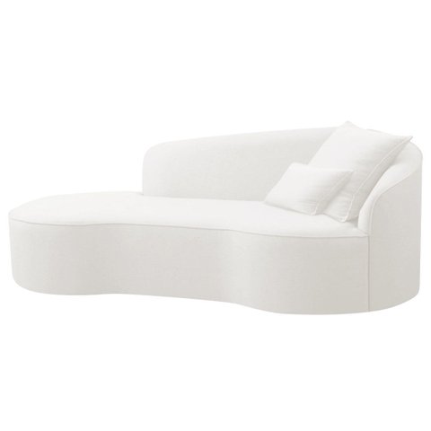 Divã Recamier Curvo Sala de Estar Inglaterra Lado Esquerdo 150cm Bouclé Branco - Incasa Decor