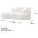 Ver imagem 6 de Divã Recamier Curvo Sala de Estar Inglaterra Lado Esquerdo 150cm Bouclé Branco - Incasa Decor