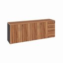 Ver imagem 2 de Armário Balcão 1,96m x 45cm Escritório e Home Office com 4 Portas 2 Gavetas e 1 Gavetão Fichá